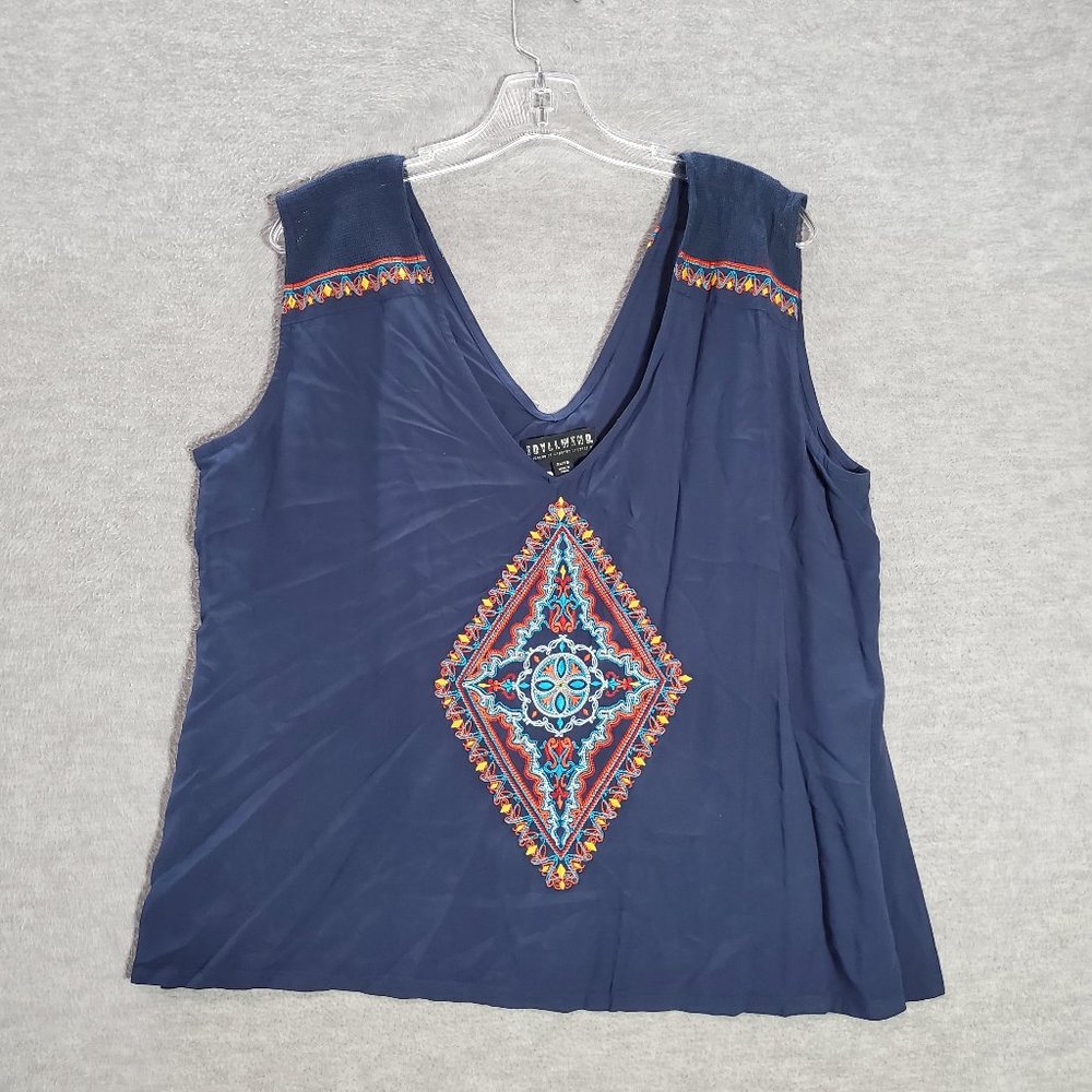 Idyllwind Navy Embroidered Tank Top